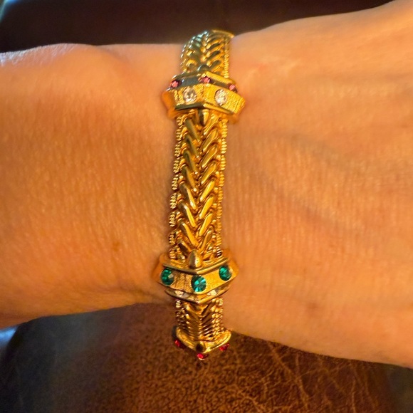 JBK Jacqueline Kennedy Gold Tone Ruby & Crystal Bracelet - Picture 3 of 4